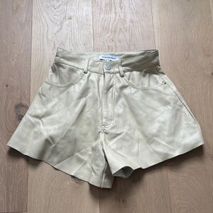 WeWoreWhat High Waist Cream Leather Shorts